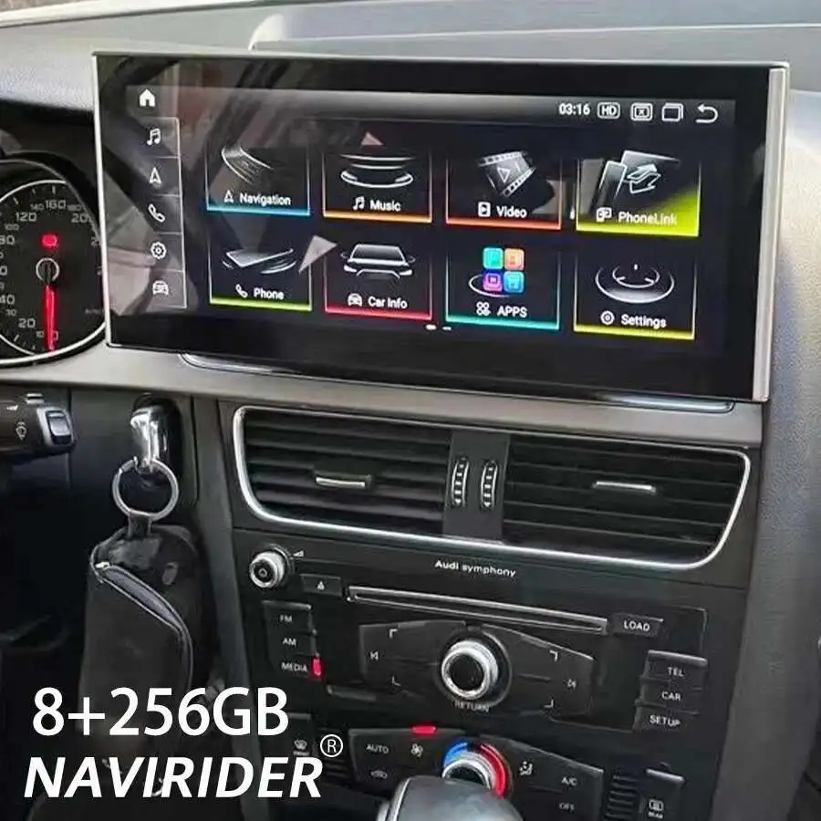 Qled Screen For AUDI Q5 2010-2018 Android 14 Car Radio Multimedia Video Player Stereo GPS Wireless CarPlay 12.3Inch 1920*720