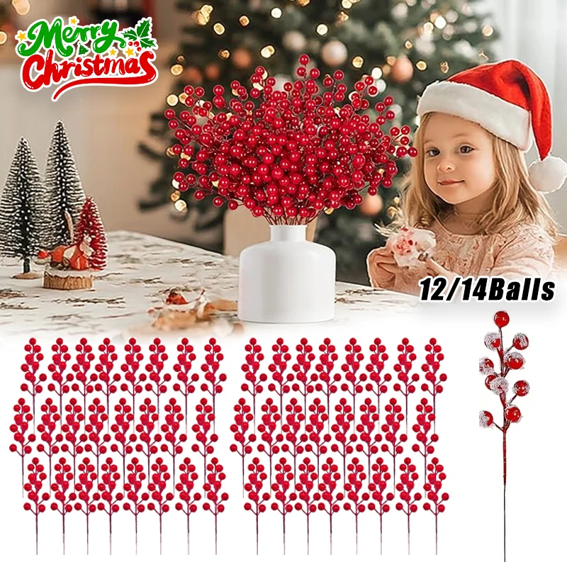 New Year Red Berry Lucky Fruit Simulation Branches Spring Festival Christmas Decoration Ornament Display