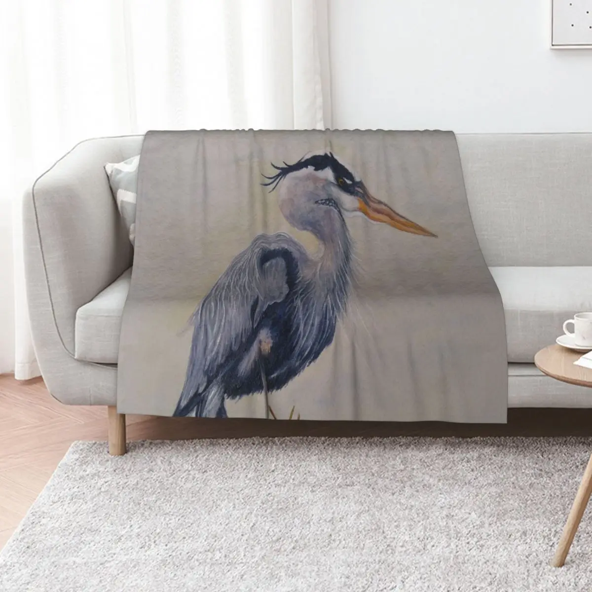 Great Blue Heron Throw Blanket Multi-Purpose Flannel Fabric Hairy for winter Extra Large Throw Giant Sofa Blankets