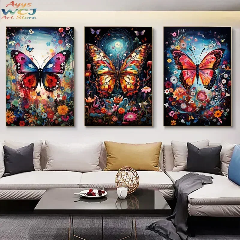 Classic Abstract Wall Art Multi Colour Animals Butterflies HD Canvas Print Poster Home Living Room Bedroom Decorations