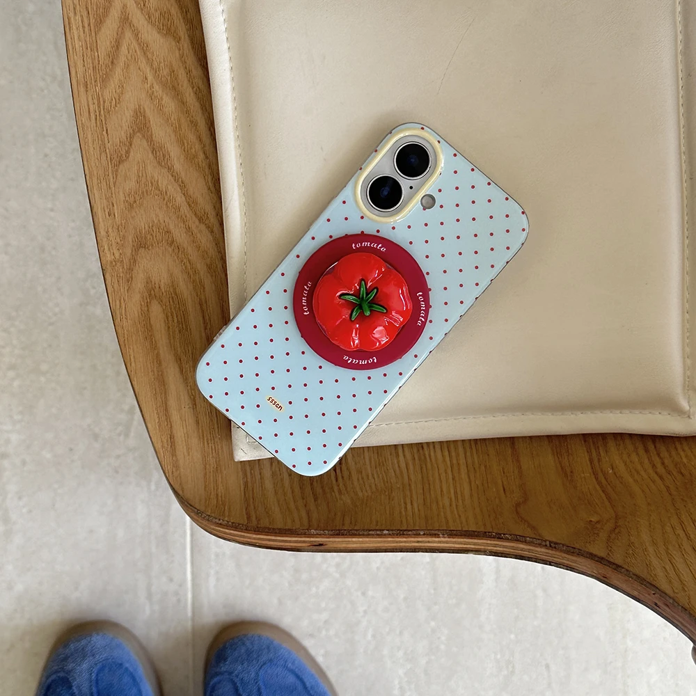 3D Polka Dot Niedliche Tomate Magnetischer Griff Tok Handyhalterung Handyhülle für iPhone 16 15 17 18 Pro Max Für Magsafe Rückseite – Detail 12