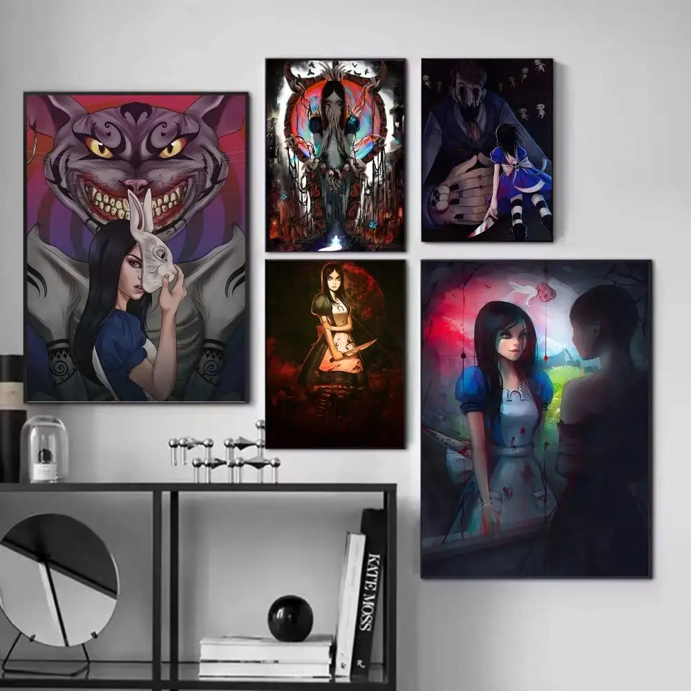 1PC Anime Game A-Alice M-Madness Returns Manga Posters Fancy Wall Sticker for Living Room Bar Decoration Wall Decor