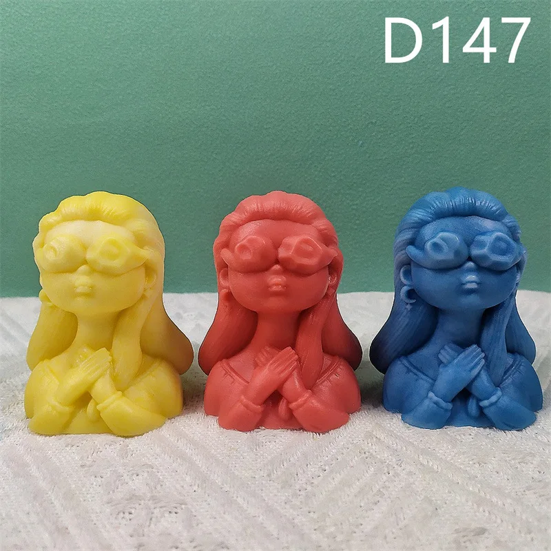 

D147 Cute Girl Silicone Mold For Wedding Candle Mold New Twist Wave Shape Soap Molud Aromatherapy Wedding Gifts Handmade