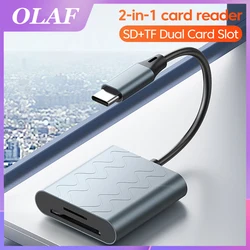 2 in 1 Type C to SD/TF Card Reader 480M Data Transfer For iPhone 15 Pro Max Xiaomi Huawei Samsung Oneplus Cellphones Accessories