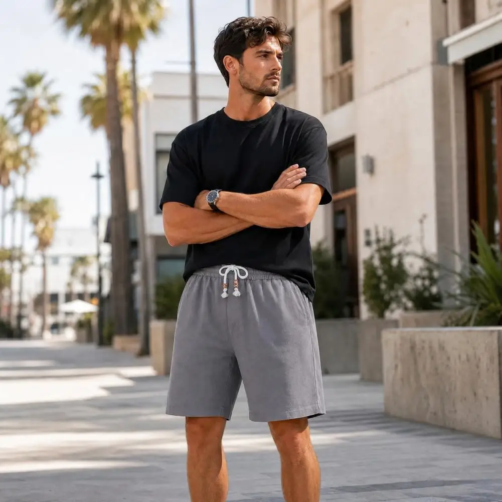 

Adjustable Drawstring Shorts Men's Casual Shorts with Pockets Loose Fit Athletic Drawstring Shorts Classic Fit for Comfort