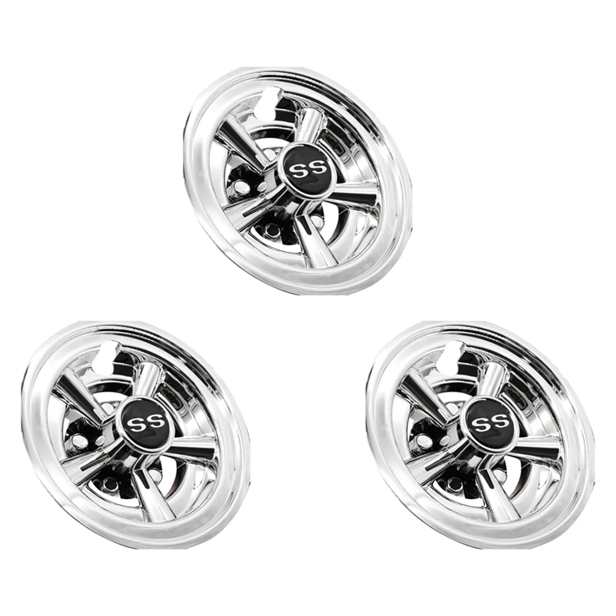 3Pcs 8Inch SS Golf Cart Wheel Covers, 5 Spoke Design Hub Cap for Golf Carts for Club Car, EZGO, Yamaha