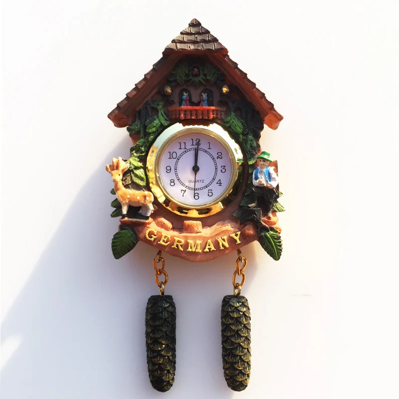 ‌ Немецкий 3D часы с кукушкой, деревянный дом, сосновая шишка, магнит на холодильник, сувенир для путешествий, домашний декор, креативный подарок, сильный магнит