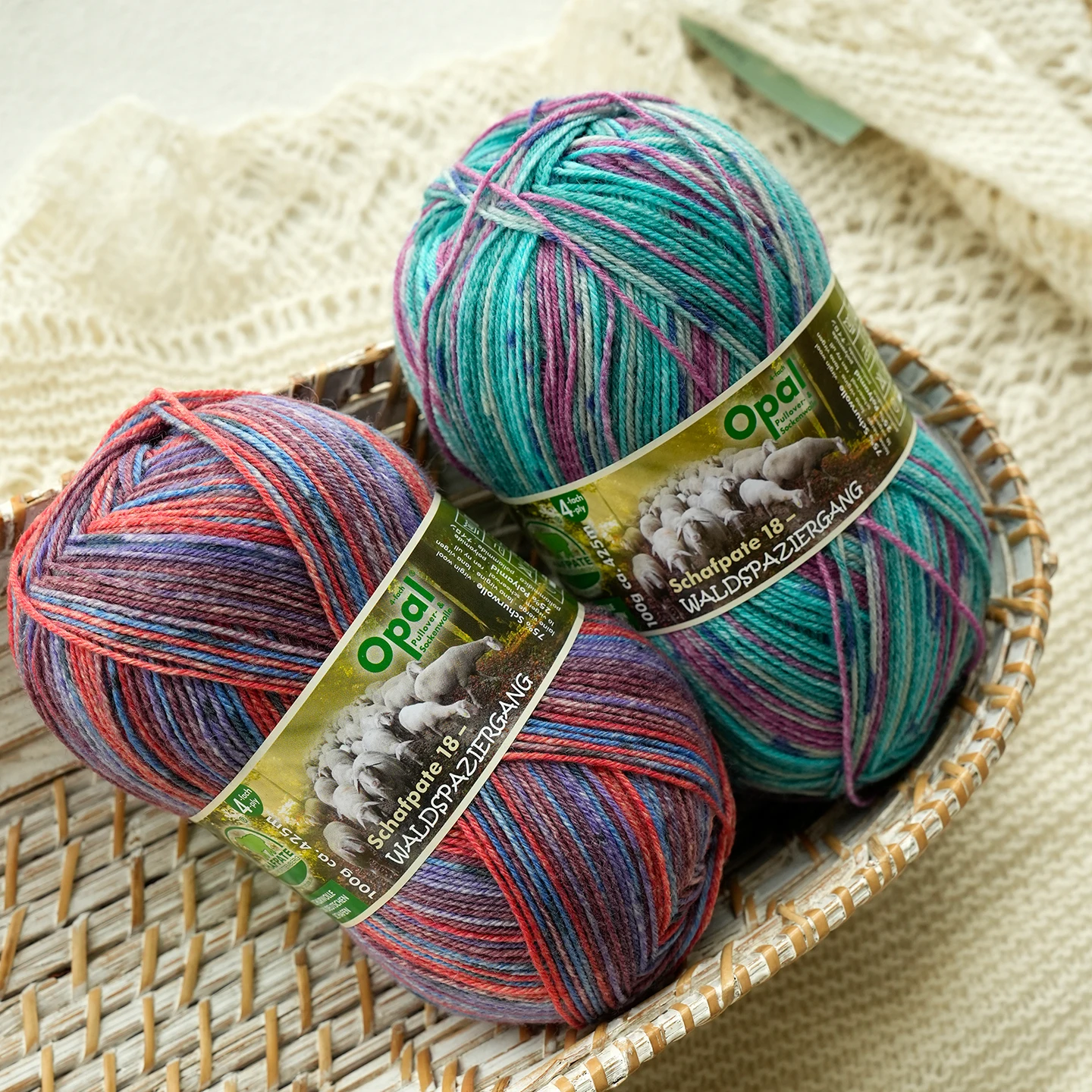 1 Ball 100g Opal Schafpate 18 Sock Yarn, 75% Wool 25% Polyamide/ Nylon Knitting Yarn
