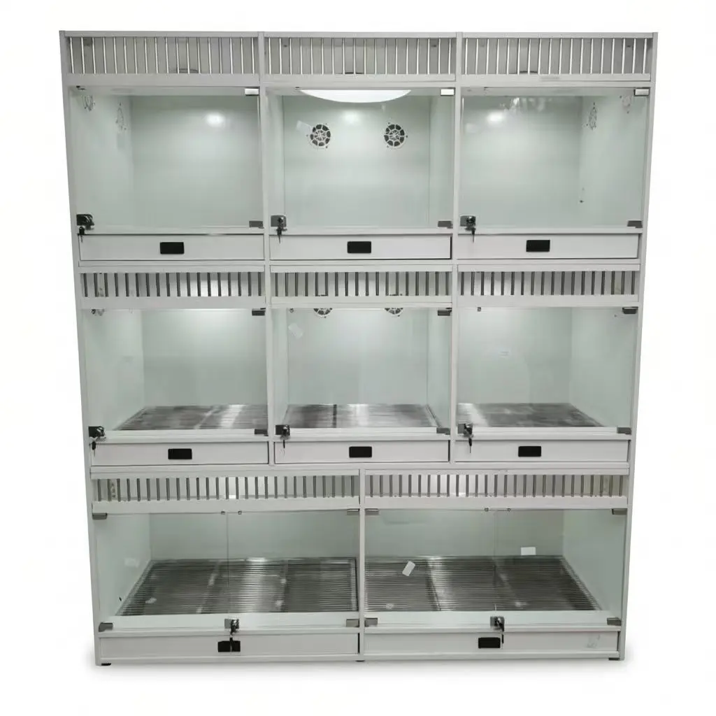 New Style Hot Selling OEM Retail Premium Customizable Multi-Color Pet House Display Cabinet UV-Protected Glass for Pet Shops
