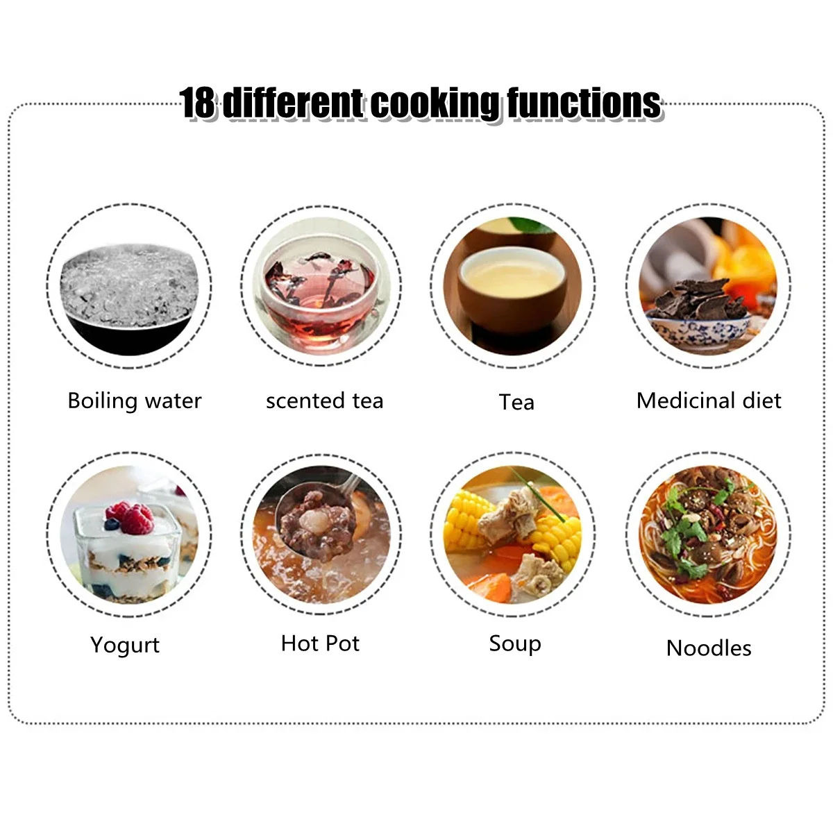 220V 1.8L bollitore elettrico multifunzionale in vetro riscaldatore sano fornello acqua bollente tè Porridge zuppa Stewing bollitore domestico