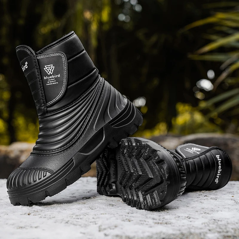 أحذية الثلوج الرجالية الشتوية الدافئة أفخم عارضة الأحذية لينة وحيد المضادة للانزلاق بالإضافة إلى حجم الأحذية في الهواء الطلق أزياء الشباب الراحة أحذية عالية أعلى