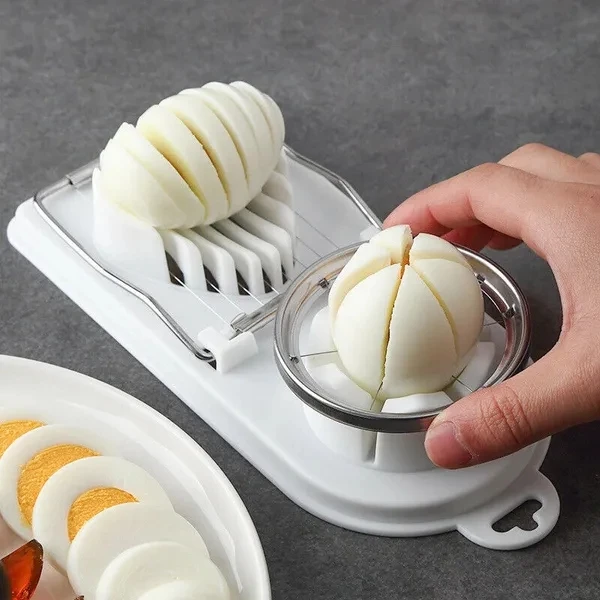 

1pc 2 in 1 Multifunctional Stainless Steel Egg Cutter Double-headed Egg Fruit Slicer lower Shaped Egg Cutting Mold Kitchen Tools