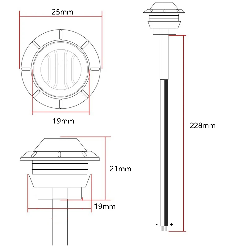 10 PièCes SéRies 3/4 Pouce Mini Ronde LumièRe 3 LED Flush Mount Indicateur LumièRe CôTé Marqueur Liquidation Lampe pour Camion R