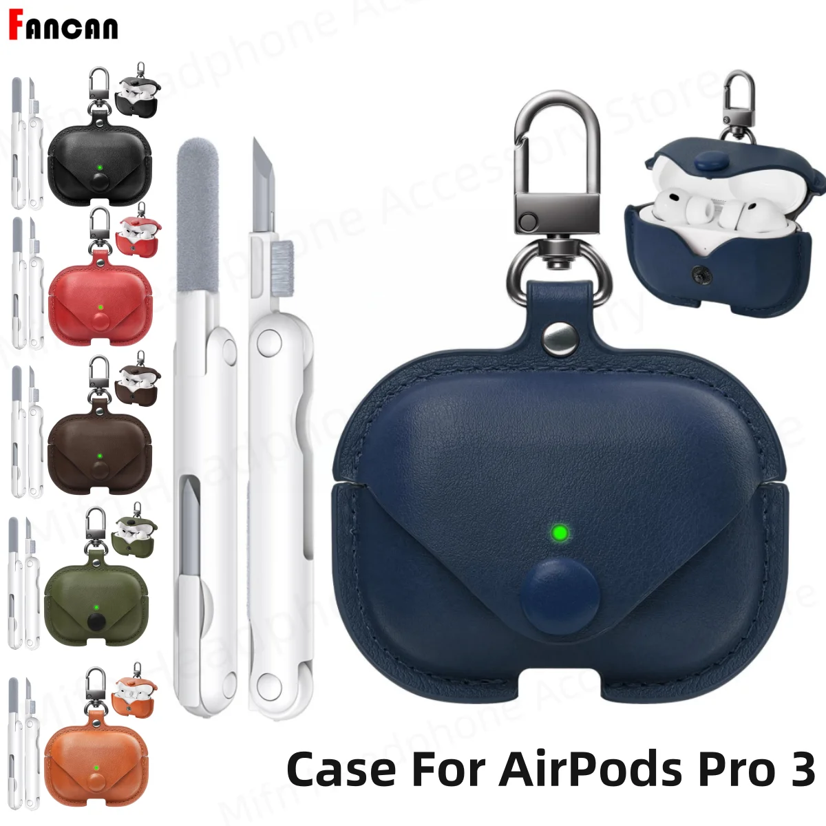 حافظة لهاتف ابل ايربود برو 3 2025 حافظة جلدية شحن لاسلكي واقية لسماعات الرأس حافظة جلدية لأجهزة ايربودز برو 3rd Gen