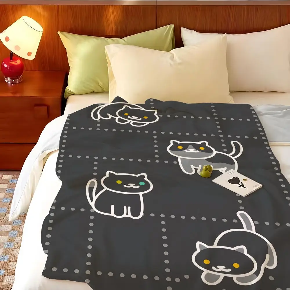 Game N-Neko A-Atsume Throw Flannel Throw Blanket, Lightweight Cozy, Durable Washable cute Cool