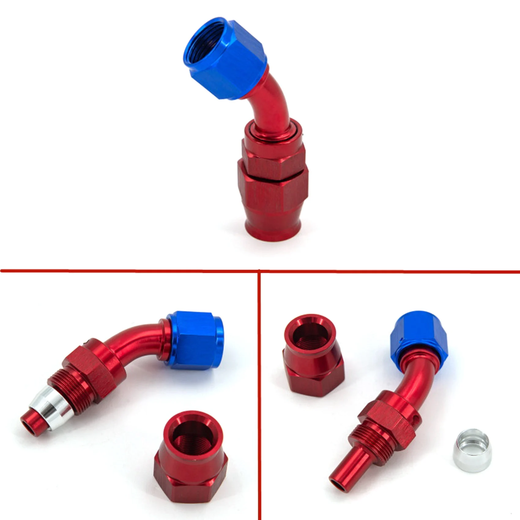 Turbo Oil Feed Hose AN8 Aluminum Swivel PTFE Hose End Fitting Straight for Oil Fuel Line -0 Degrees