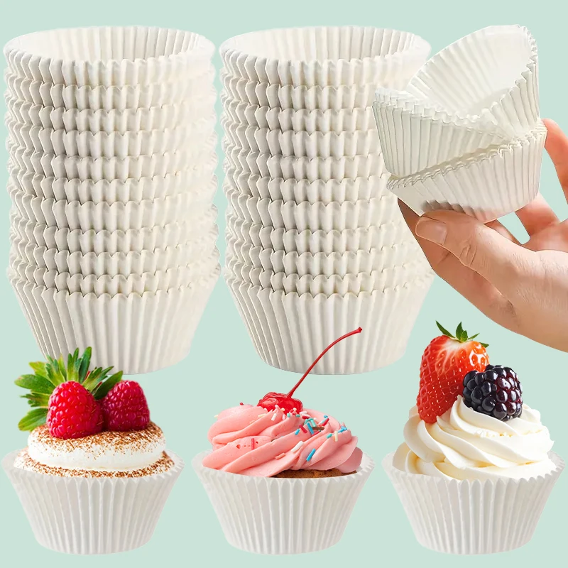 

100Pcs Pure White Paper Liners, Oil-Proof Baking Cupcake Liners, Essential for Holiday Baking during Christmas, Halloween, Easter, Thanksgiving, and Valentine's Day