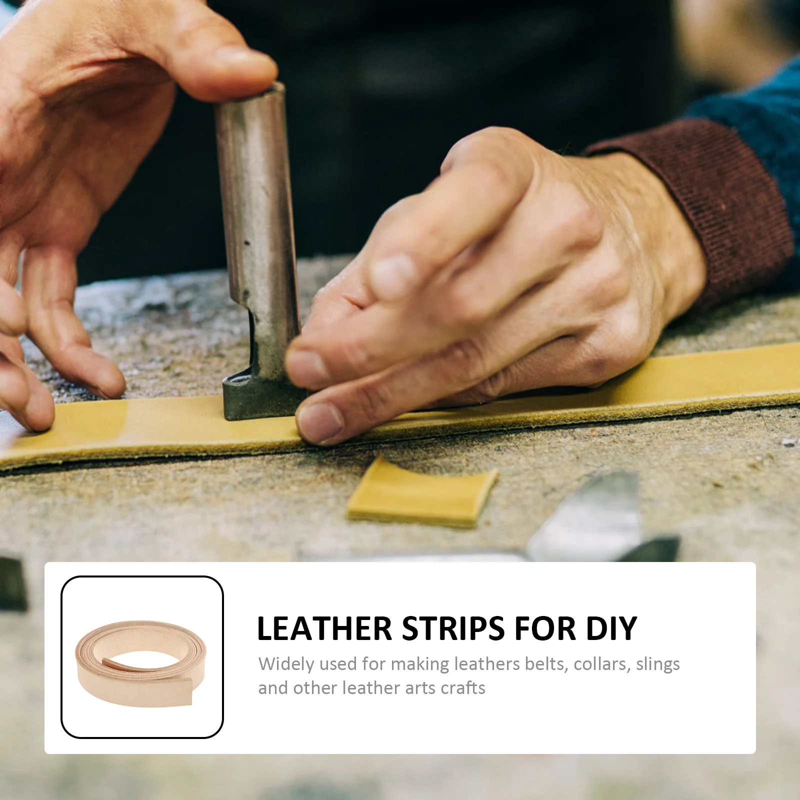 

Genuine Cowhide Strips For Diy Belt Making Crafts Semi-Finished Strap Material For Bags Collars Repair Projects