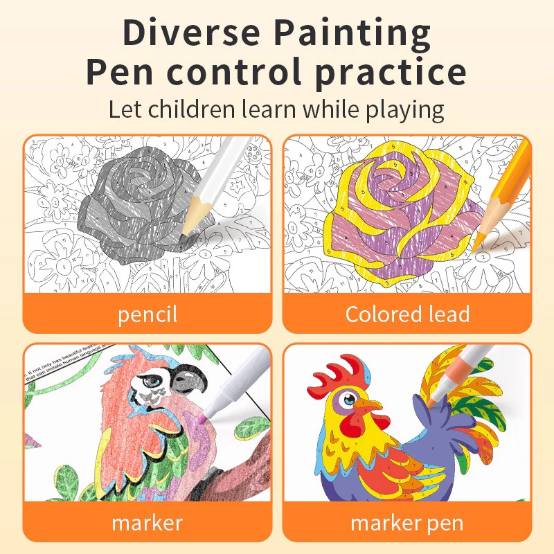 48 Pages Fun Coloring Activities Sketching Graffiti Beginners To Draw Containing Animals Flowers Castles Children Aged 3-8