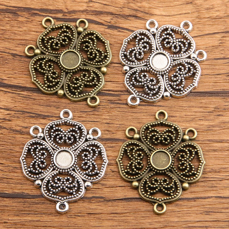 6 sztuk 5mm rozmiar wewnętrzny hurtownia dwukolorowy styl płowy puste kwiaty porowate złącze ustawienie podstawy Charms wisiorek