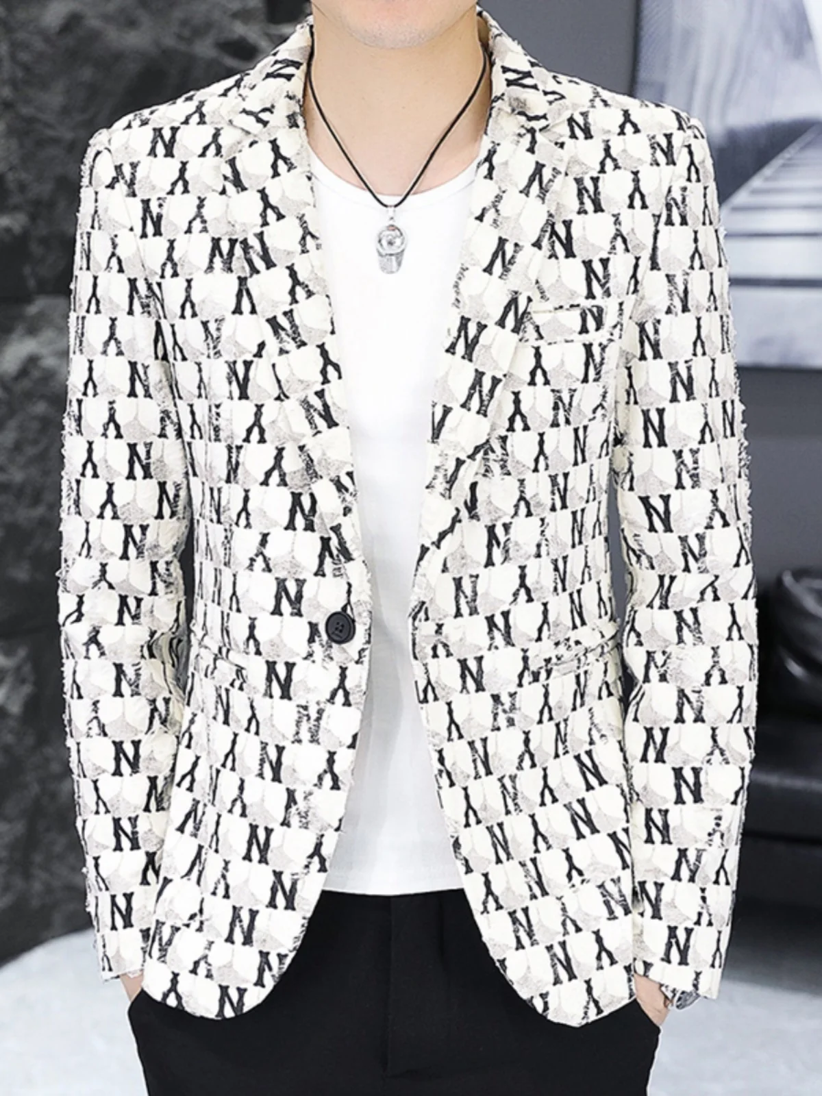 

Модный мужской приталенный повседневный пиджак в клетку в британском стиле, весна 2025, элегантный, универсальный, легкий, из полиэстера и нейлона