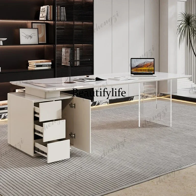 E182   Italy Corner L Shape Office Desk Accent Rock Plate Modern Design Office Desk Minimalist Elegant Office Furniture Tisch