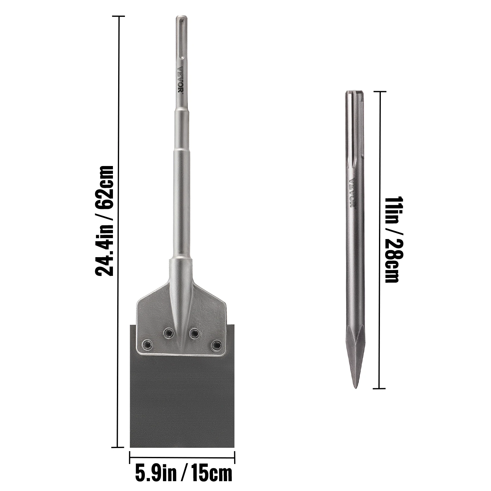 Imagem -06 - Vevor Sds-plus Cinzel Raspador de Piso 3.9in 5.9in Sds-max Telha Remoção Aço Plana Argila Spade Jack Martelo Escala Cinzel Ponto Bits