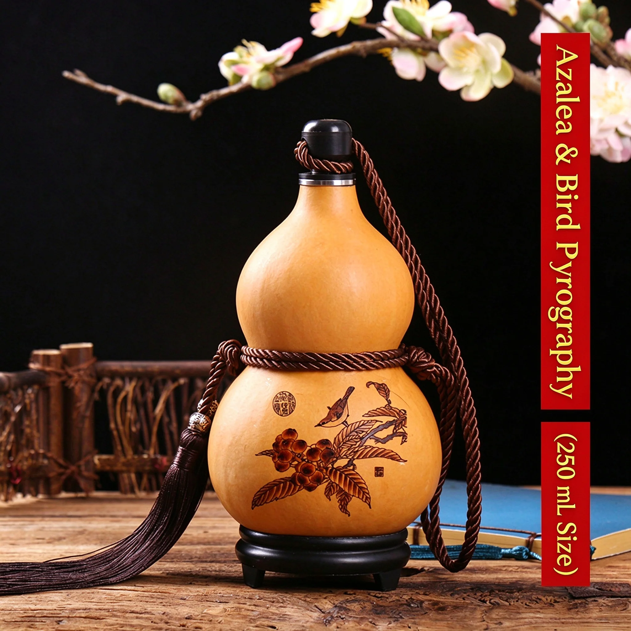 Natural Opening Gourd Wine Flask, Portable Water Bottle Pendant, Home Decor Ornament, Gift