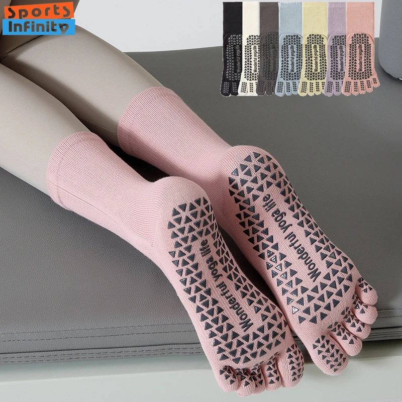 

Fashion Split Toe Yoga Socks Anti Slip Women's Professional Socks Pilates Five Finger Mid Tube Yoga Dance Fitness Sports Socks