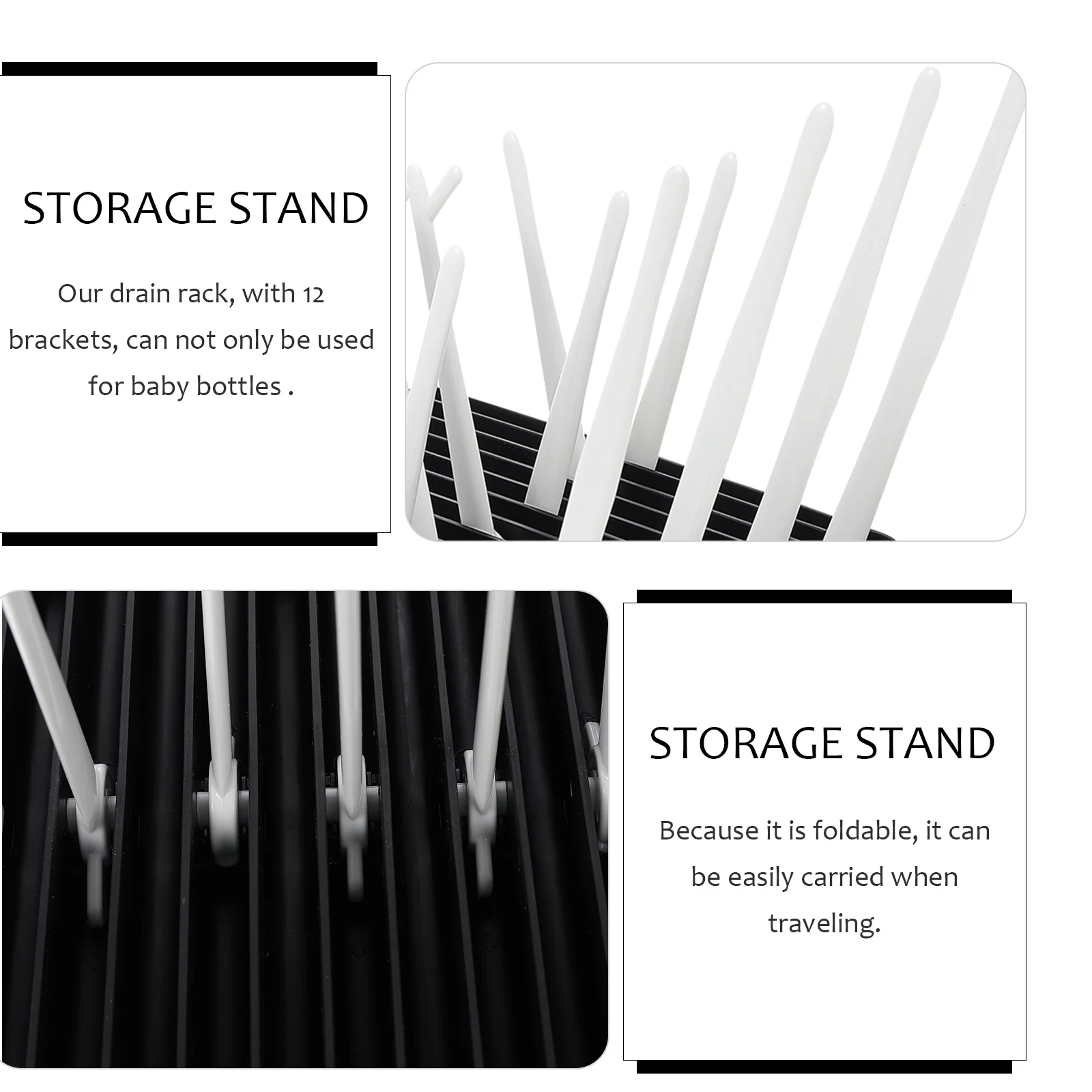 

1Pcs Baby Bottle Drying Stand Foldable Breathable Storage Rack Multi-Functional Feeding Bottle Holder Kitchen Organizer Drainer