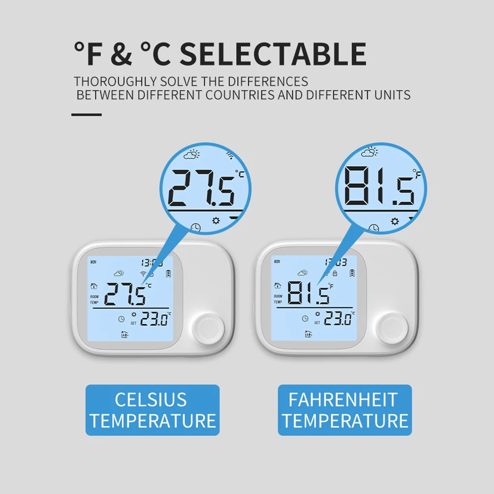RF433 Wireless For Smart WiFi Boiler Thermostat for Wall Mount Use with For Tuya App Integration and Energy Saving Features