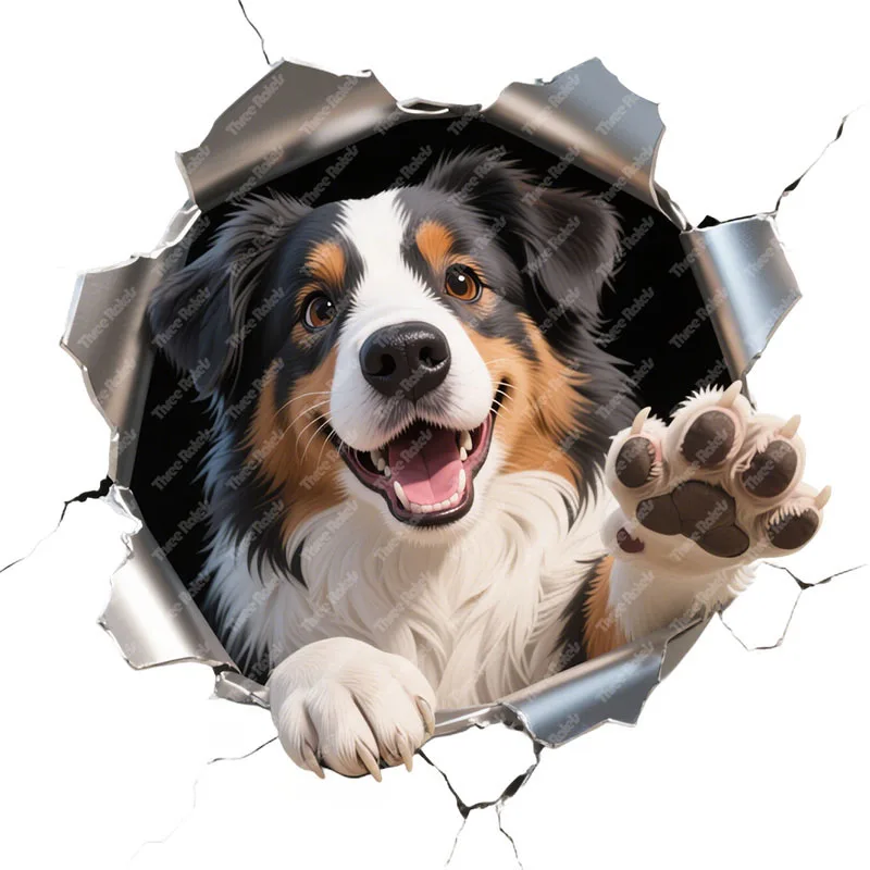 Three Ratels CAA19 Scottish Shepherd Hole breaking stickers for home decoration wall stickers Car decals