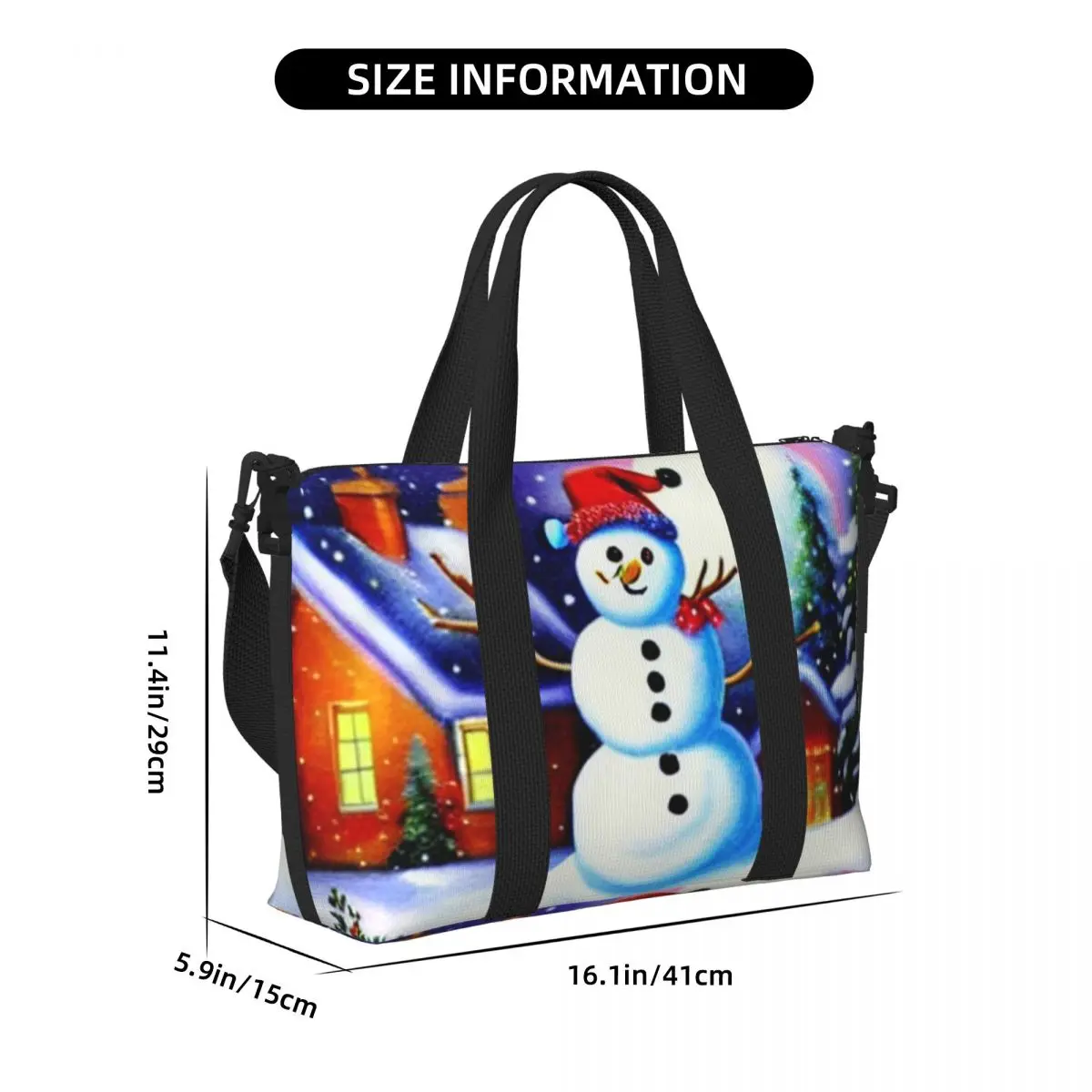 Custom Christmas Snowman Beach Tote Bag Women Extra Large Gym Carry On New Year Gnome Travel Shopping Bags