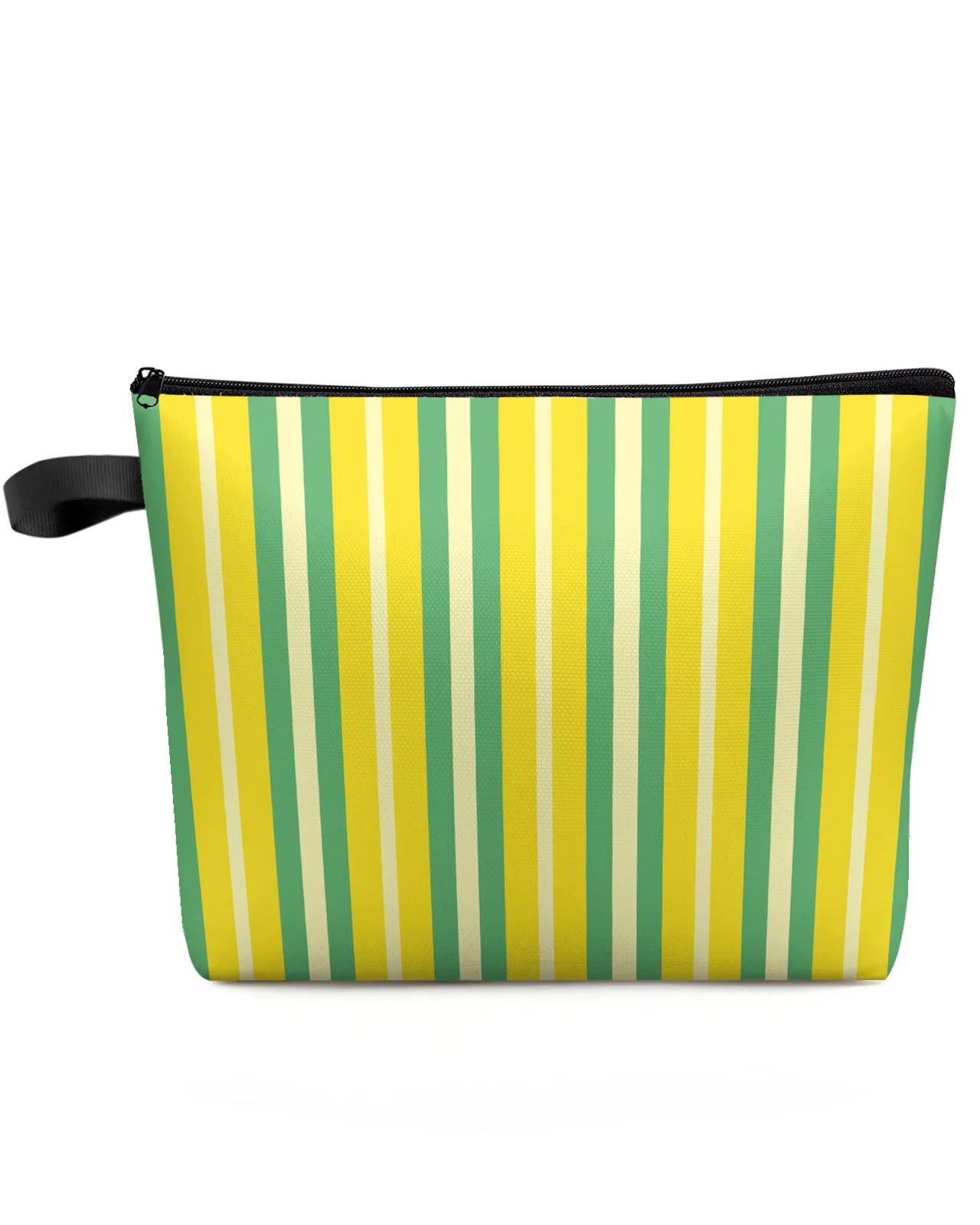 

Geometric Yellow Green Stripes Makeup Bag Pouch Travel Essentials Lady Women Cosmetic Bags Toilet Organizer Storage Pencil Case