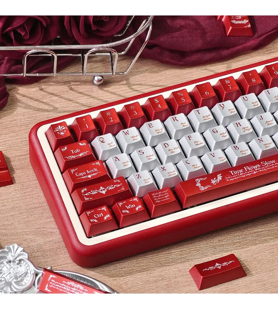 Burgundy Metallic Paint Keycap 136 Original High PBT Sublimation Customized ev63/Night Demon Mechanical Keyboard