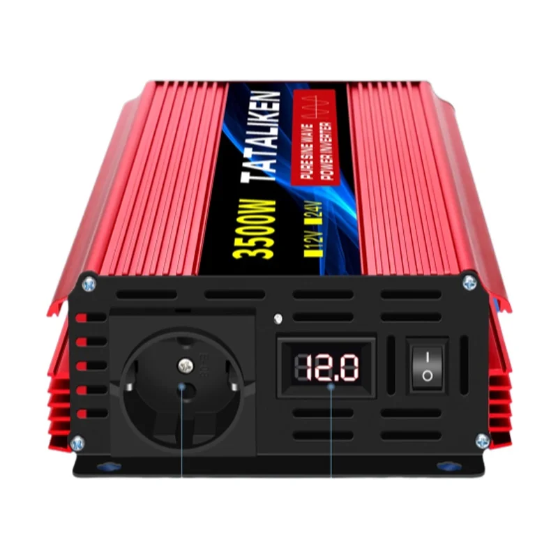Inversor de onda senoidal pura 2500w/3500w/4500w/5000wdc 12v/24v para ac 220v 230v conversor de transferência de tensão adaptador de carregamento soquete da ue