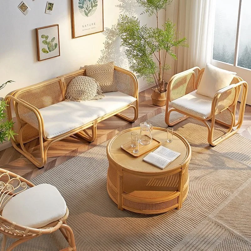 Kombinationsstuhl Retro-Balkon Bambus und Rattan Freizeit Rattan einfacher Rattanstuhl