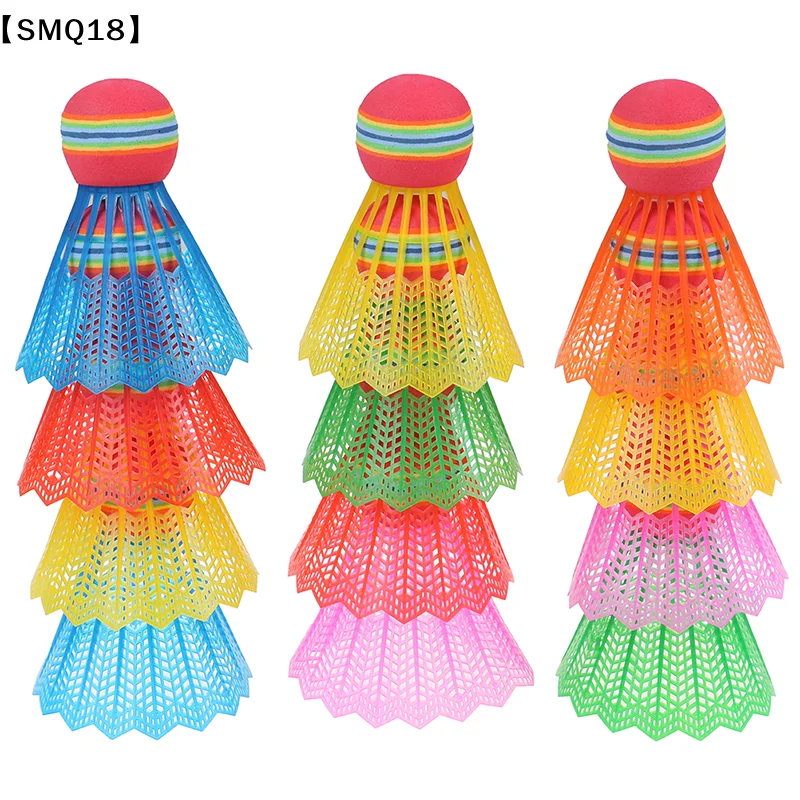 12 PCS Badminton EVA Rainbow Ball Head Nylon Badminton Feathers For Game Sport【SMQ】