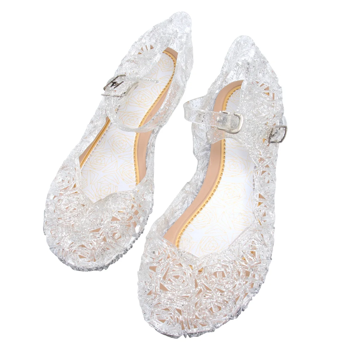 

1 Pair Pvc Girls Jelly Sandals Adjustable Summer Shoes Comfortable Princess Style For Dresses Skirts Shorts Birthday Festival