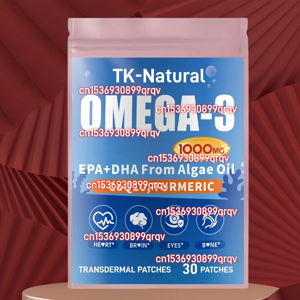 

30 Patches Omega-3 Transdermal Patches With Turmeric & CoQ10 for Brain, Eye & Immune Health