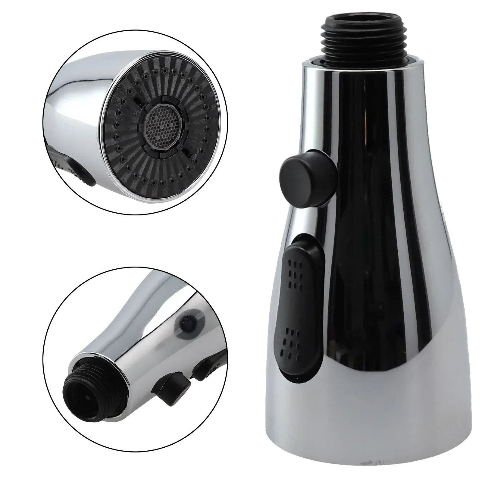 Shower Nozzle Faucet Sprayer Head Kitchen Sink Faucet Nozzle Small Shower Pulling Head Silver Black Three Function Water Saving