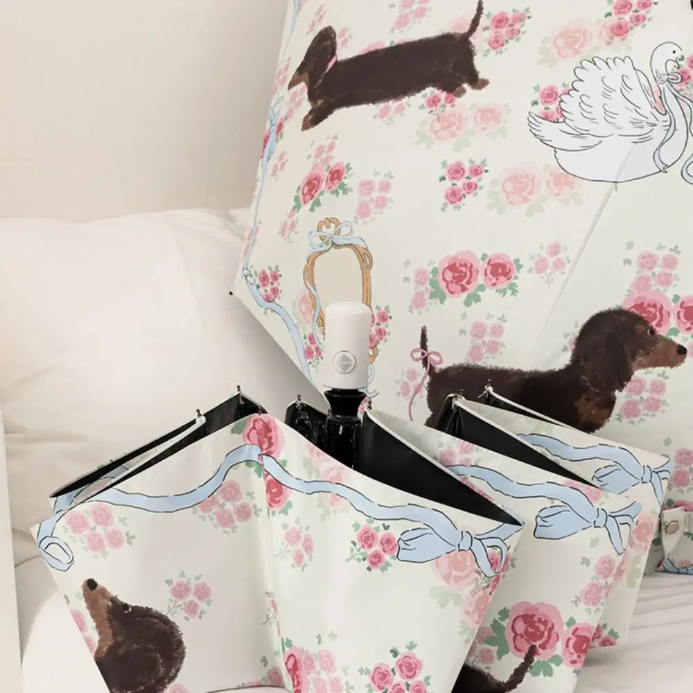 

3-Ribs Cartoon Cat Umbrella UV Protection Lightweight Cat Sun Protection Umbrella Automatic Waterproof Folding Sun Umbrella