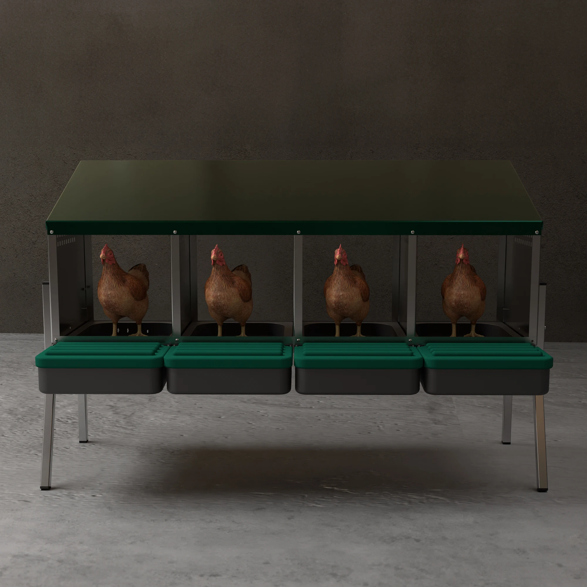 

4-Hole Metal Chicken Coop Nesting Box MG04-L: Perfect for Poultry Farms