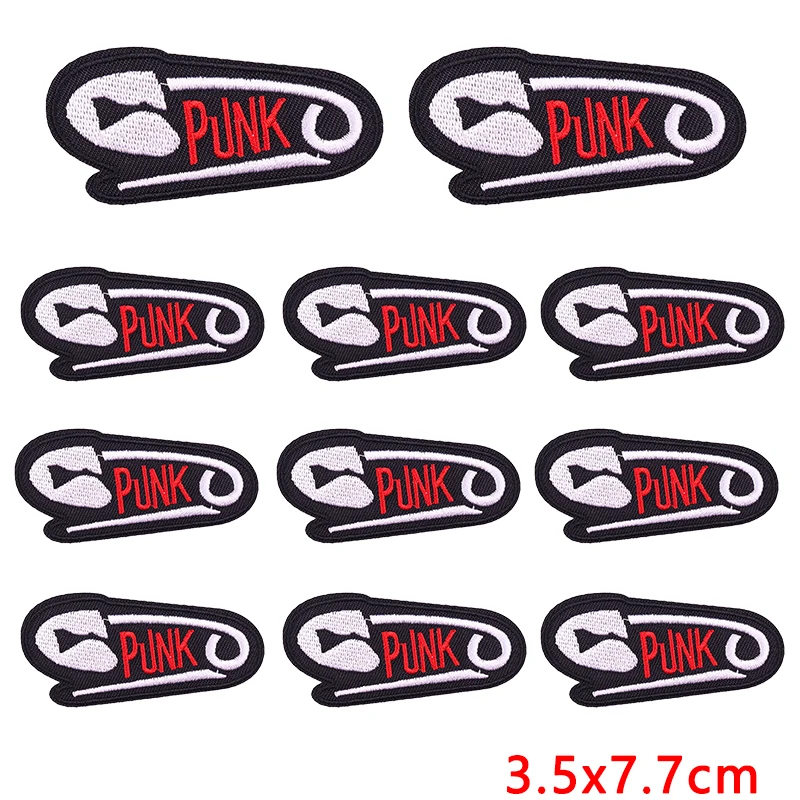 10 PCS/Set Wholesale Punk Series Phrases Embroidered Patches On Clothes Text Applique Iron On Patches For Clothing Stickers DIY