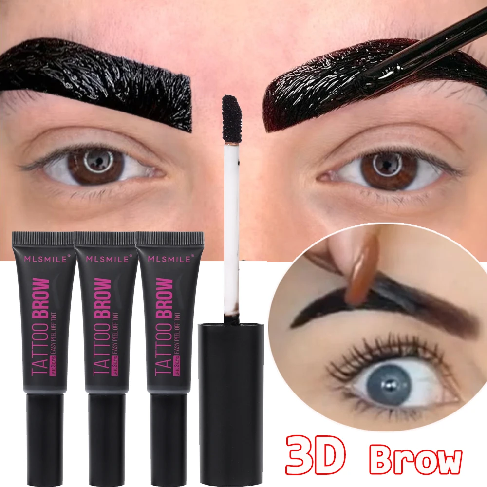 Tranende Wenkbrauwgel Verven Tint Schaduw Wenkbrauwcrème Waterdicht Aanhoudende 3 Kleuren Peel-Off Wenkbrauw Tattoo Make-Up Scheuren Enhancer