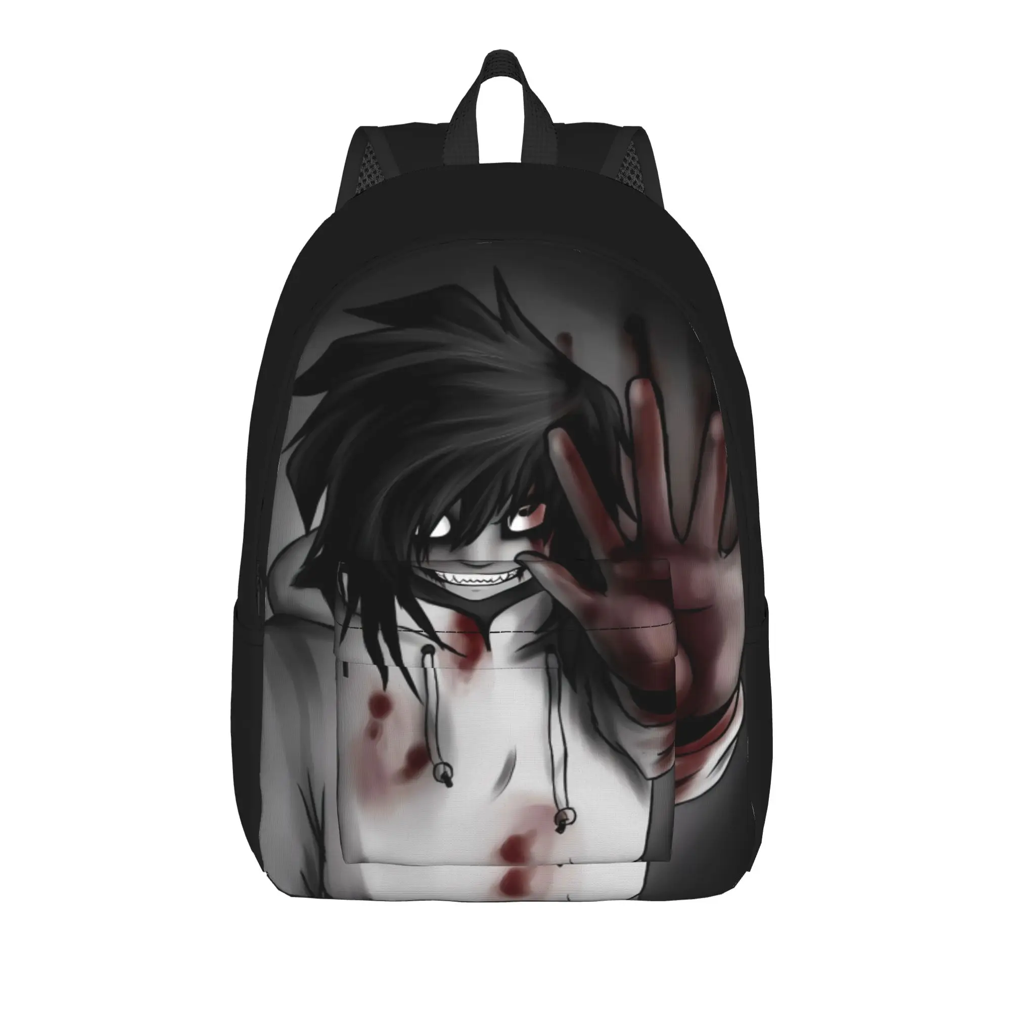 Jeff The Killer Backpack Creepypasta Daily Backpacks Student Unisex Aesthetic High School Bags Designer Pattern Rucksack