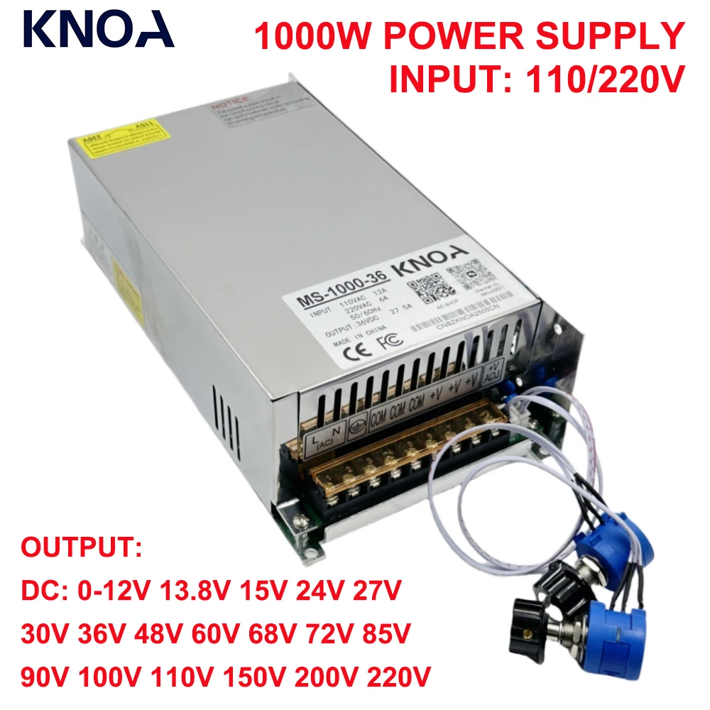 Customize Adjustable 1000W Power Supply 0-12V 15V 24V 27V 30V 36V 48V 60V 90V 100V 110V 150 200V 110/220V Ac To Dc Smps
