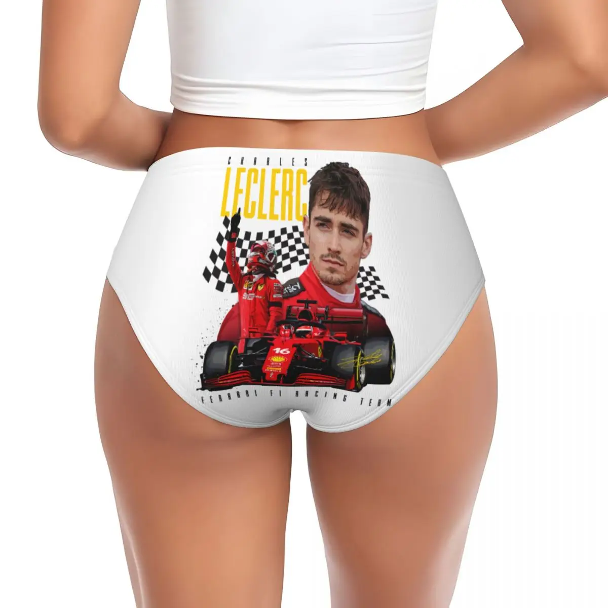 Custom Charles Leclerc 16 Sport Racing Car Brief Panties for Women Breathable Stretch Underwear