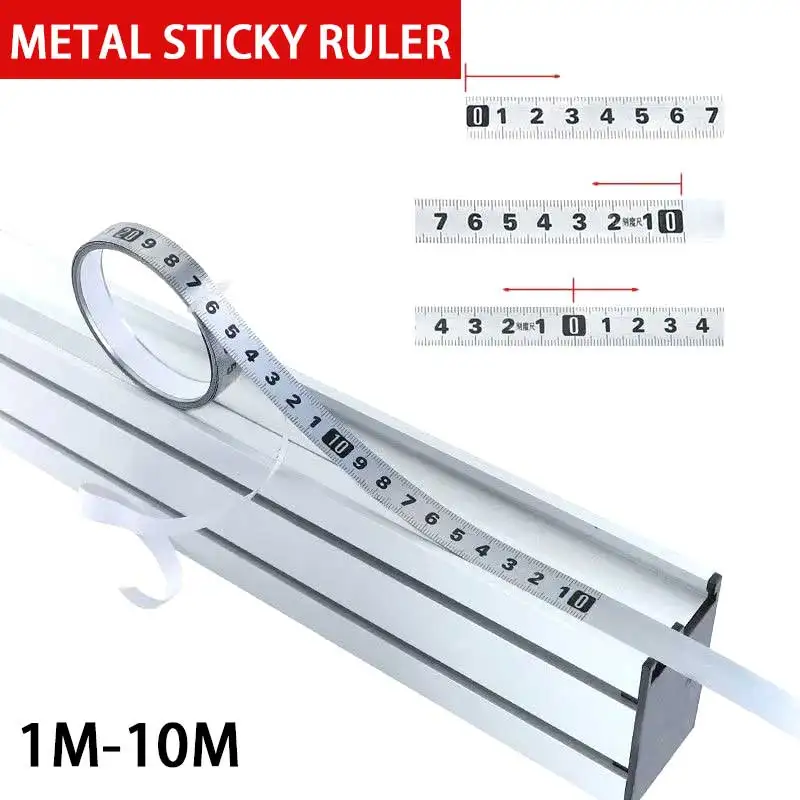 Carbon Steel Adhesive Scale 1M-10M Width 13MM Tape Forward/Reverse/Middle Metal Sticky Ruler for Woodworking Metal Flat Ruler