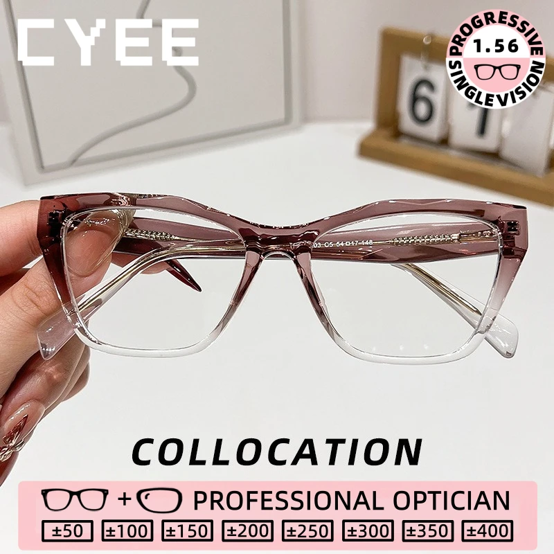 

CYEE New Design Square Women High Quality Reading Glasses Custom Prescription Optical Eyewear Photochromic Myopia Eyeglasses